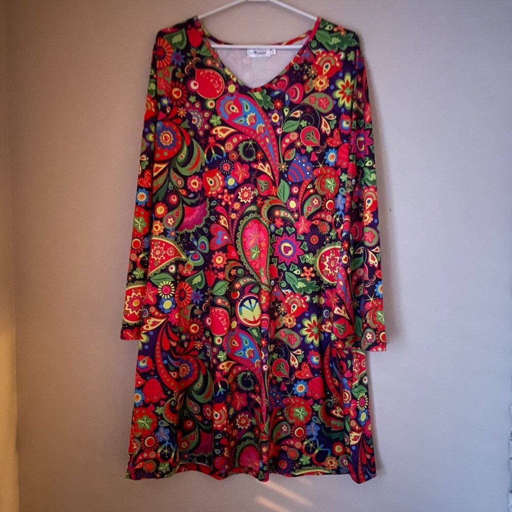 Colorful Paisley Swing Dress